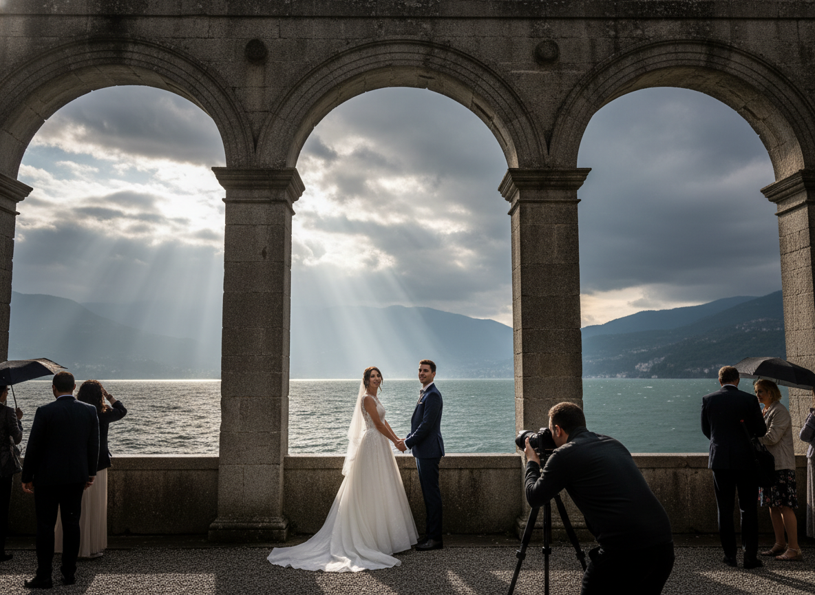 Villa del Balbianello Loggia Durini showing the three arches and dual lake panoramas