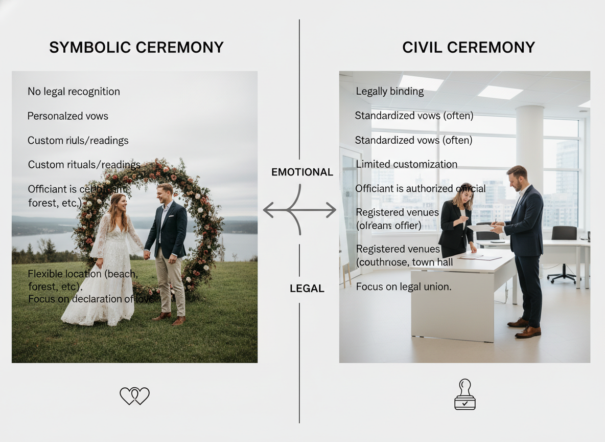 Comparison of symbolic vs civil ceremony options at Lake Como
